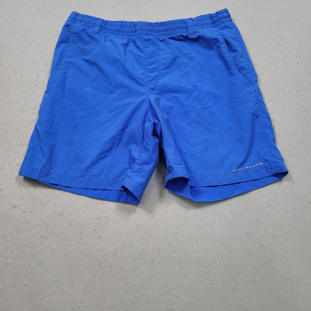Columbia PFG Omni-Shade Blue Swim Trunks Kids Large 14/16 Fishing Shorts